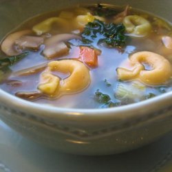 Chicken Tortellini Soup With Mushrooms and Spinach